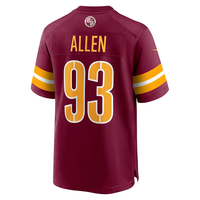Maillot de match Nike Jonathan Allen pour jeunes, bordeaux, Washington Commanders