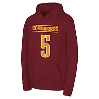 Youth Outerstuff Jayden Daniels Burgundy Washington Commanders Mainliner Player Name & Number Hoodie