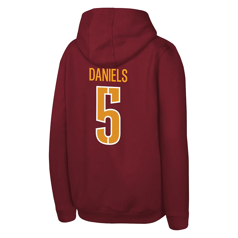 Sweat à capuche bordeaux Jayden Daniels Washington Commanders Mainliner avec nom et numéro de joueur