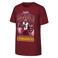 T-shirt triple pic Jayden Daniels bordeaux Washington Commanders pour jeunes de la marque Outerstuff