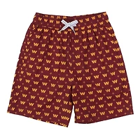 Youth Wes & Willy  Burgundy Washington Commanders Fleur Swim Trunks