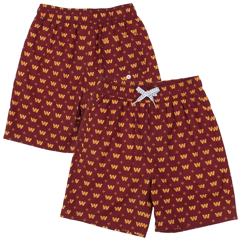 Youth Wes & Willy Burgundy Washington Commanders Fleur Swim Trunks