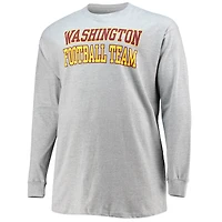 T-shirt à manches longues pour hommes Fanatics Heathered Grey Washington Football Team Big & Tall Practice