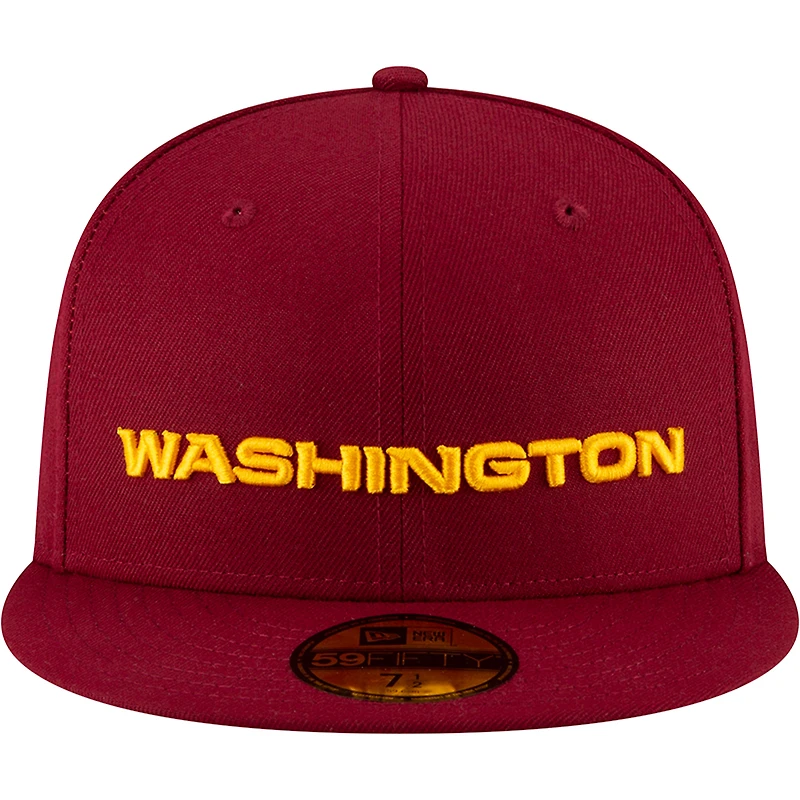 New Era Burgundy Washington Football Team Wordmark NFL Script 59FIFTY pour homme - Casquette ajustée