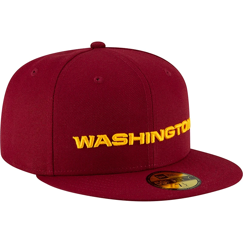 New Era Burgundy Washington Football Team Wordmark NFL Script 59FIFTY pour homme - Casquette ajustée
