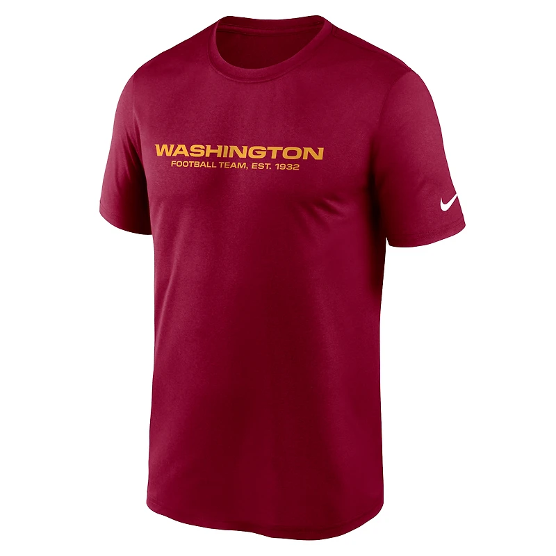 Men's Nike Burgundy Washington Football Team Logo Essential Legend Performance T-Shirt