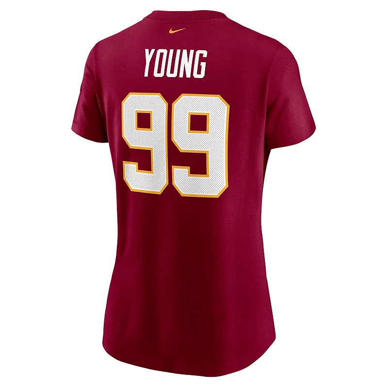Women's Nike Chase Young Burgundy Washington Football Team Name & Number T-Shirt