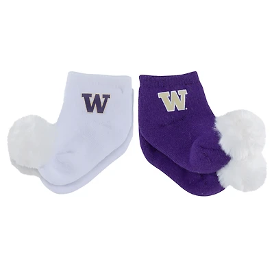 Infant ZooZatz Washington Huskies Two-Pack Pom Socks