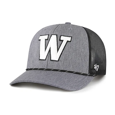 Men's '47  Gray Washington Huskies Carbon Rope Adjustable Hat