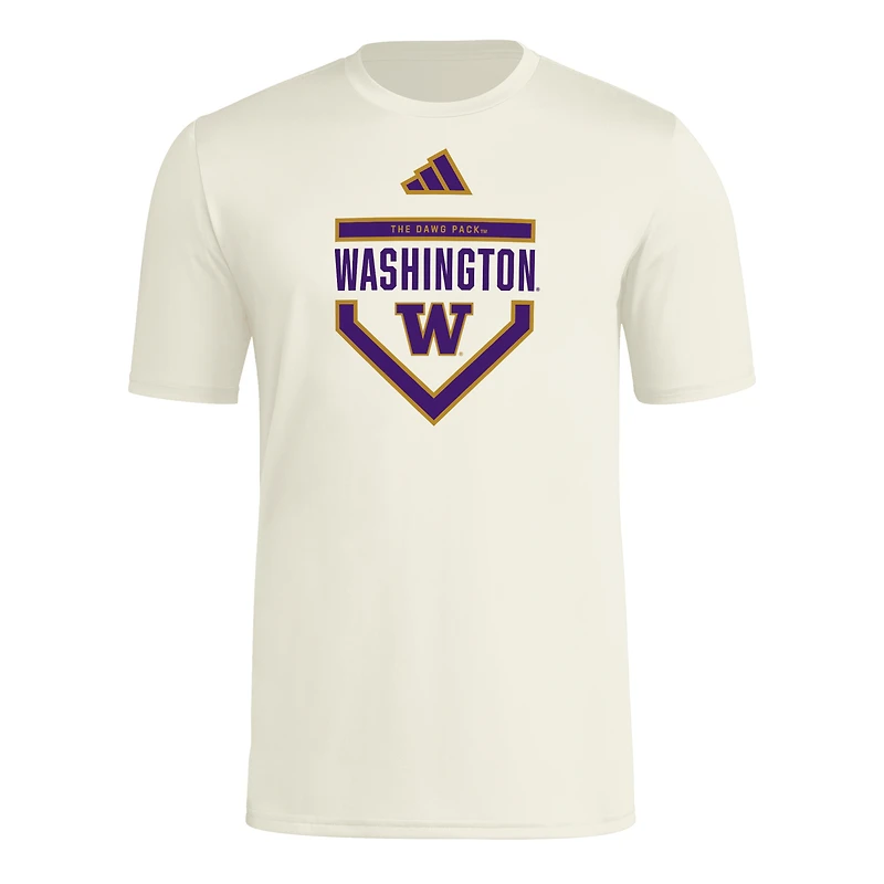 T-shirt d'avant-match adidas crème Washington Huskies Aeroready Home Plate pour homme