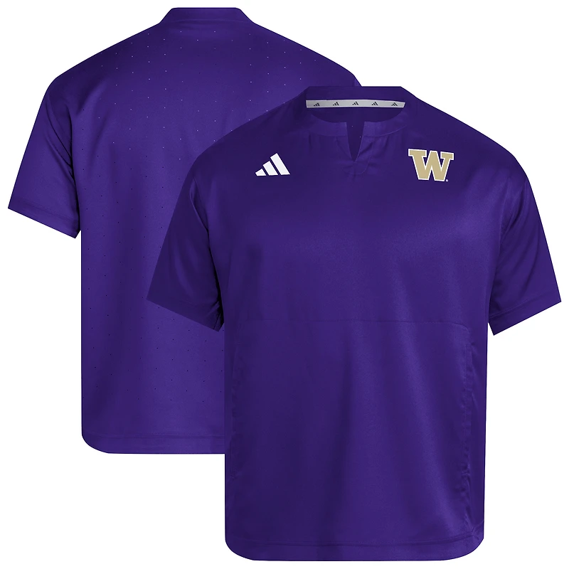 Men's adidas Purple Washington Huskies Dugout Coaches Adizero Notch Neck Pullover Top