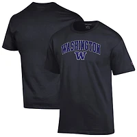 Men's Champion  Black Washington Huskies Arched Logo T-Shirt