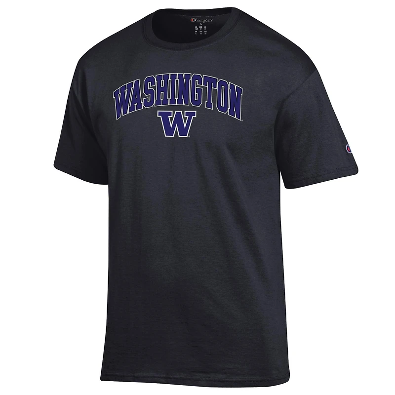 T-shirt noir à logo arqué Champion pour homme des Washington Huskies