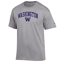 T-shirt Champion Heather Grey Washington Huskies Arch Over Logo pour homme