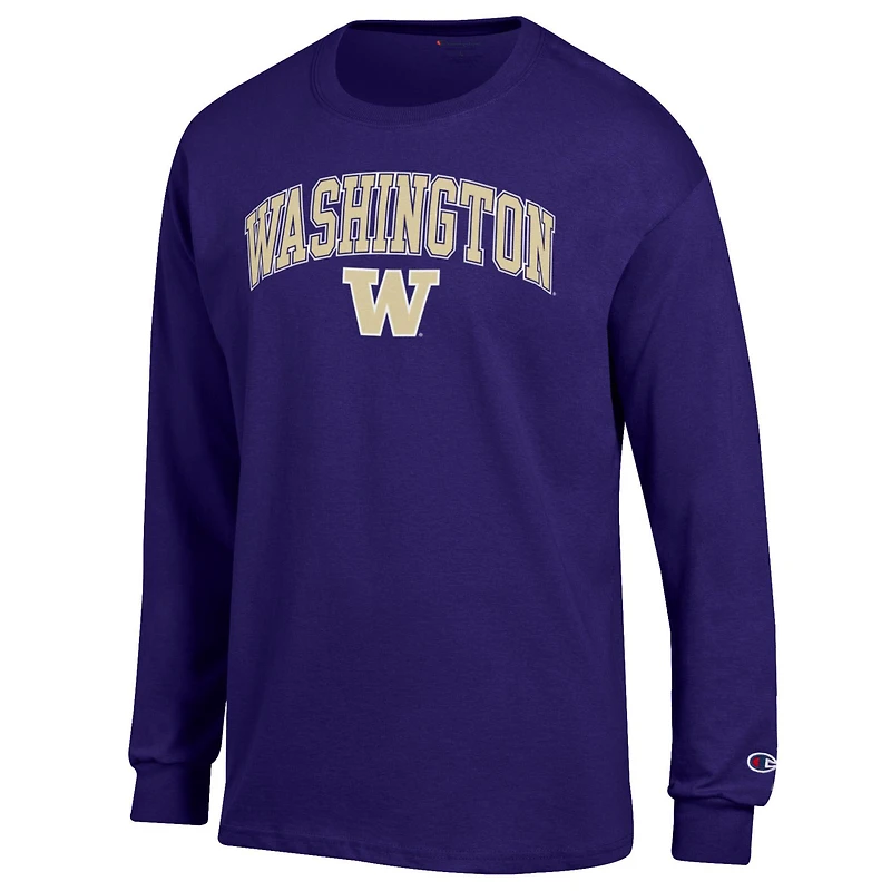 Men's Champion  Purple Washington Huskies Arch Over Logo Long Sleeve T-Shirt