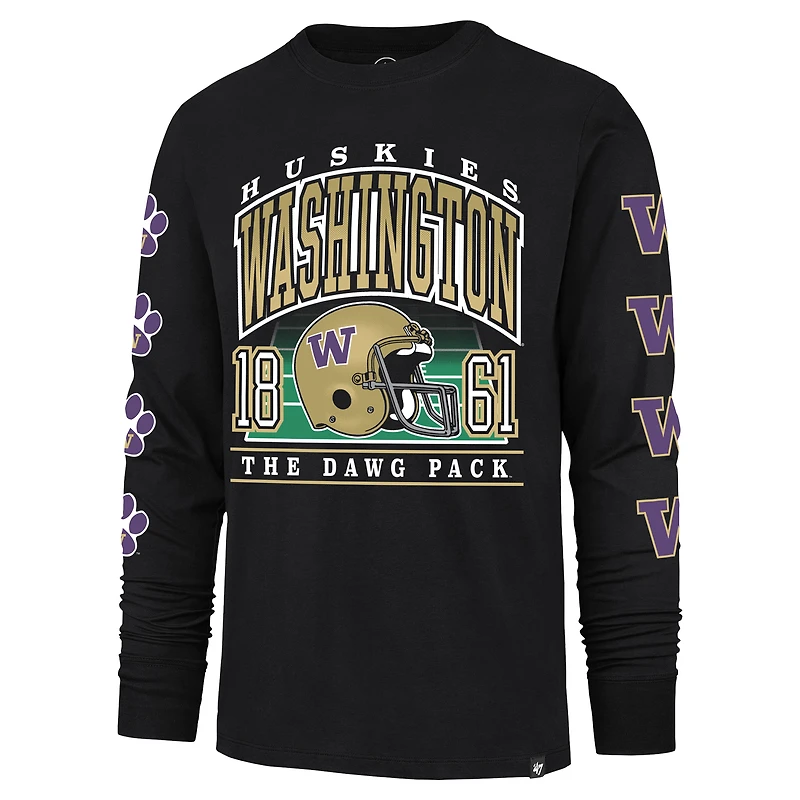 Men's '47  Black Washington Huskies Go Big Long Sleeve T-Shirt