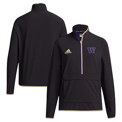 Men's adidas Washington Huskies 2024 Coaches Sideline Half-Zip Jacket