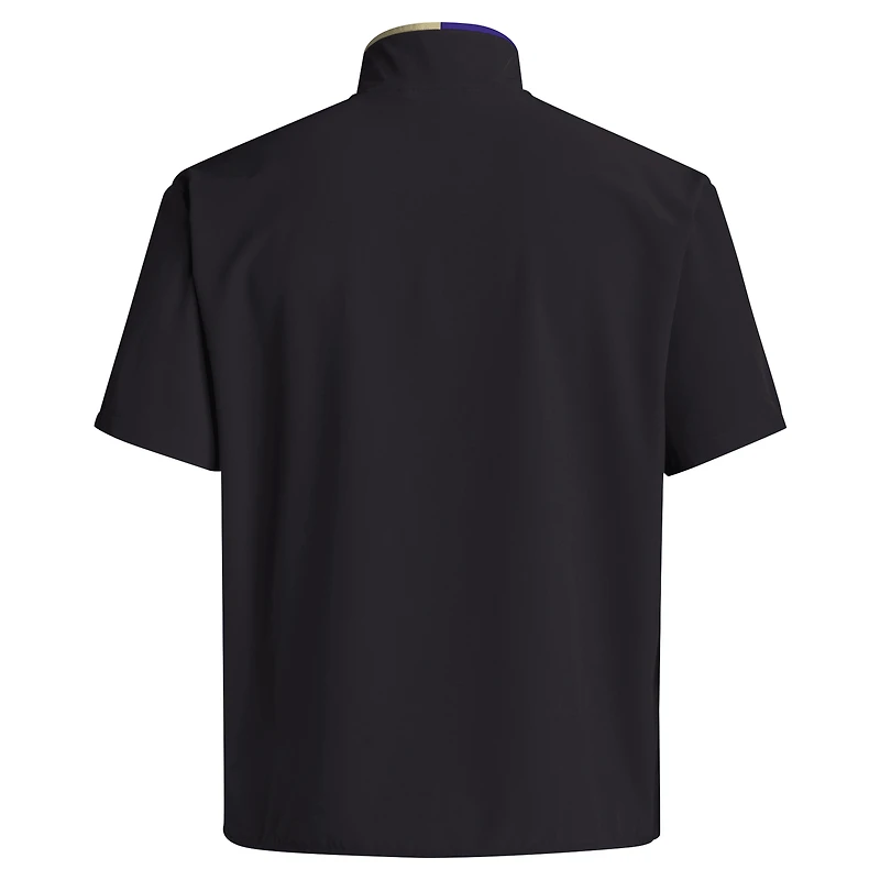 Men's adidas Black Washington Huskies 2024 Coaches Sideline Half-Zip Short Sleeve Jacket