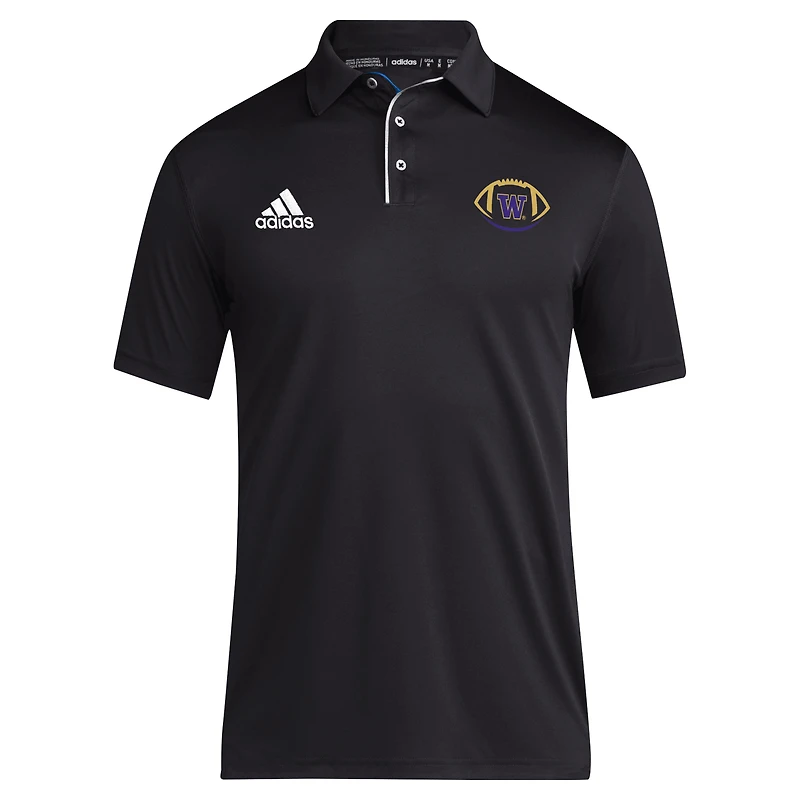 Polo d'entraîneur adidas noir Washington Huskies pour homme