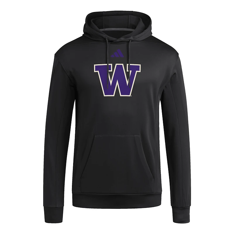 Sweat à capuche en polaire adidas noir Washington Huskies Locker Logo pour homme