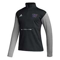 Men's adidas Black Washington Huskies Sideline AEROREADY Half-Zip Top