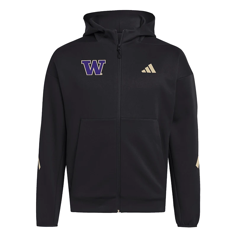 Men's adidas Black Washington Huskies Z.N.E. Full-Zip Hoodie