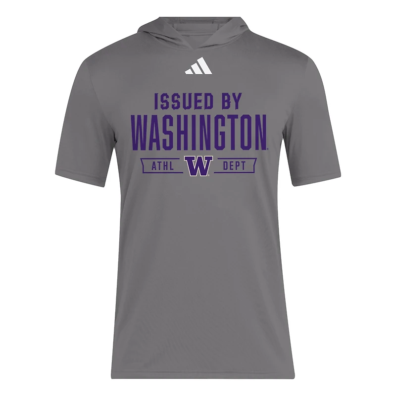 Men's adidas Gray Washington Huskies 2025 AREOREADY Sideline Training Hooded T-Shirt