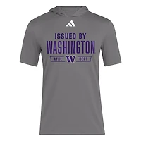 Men's adidas Gray Washington Huskies 2025 AREOREADY Sideline Training Hooded T-Shirt