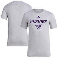 Men's adidas Gray Washington Huskies Basketball Practice Net Arch Pregame T-Shirt