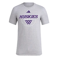 Men's adidas Gray Washington Huskies Basketball Practice Net Arch Pregame T-Shirt