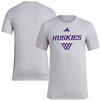 Men's adidas Gray Washington Huskies Basketball Practice Net Arch Pregame T-Shirt