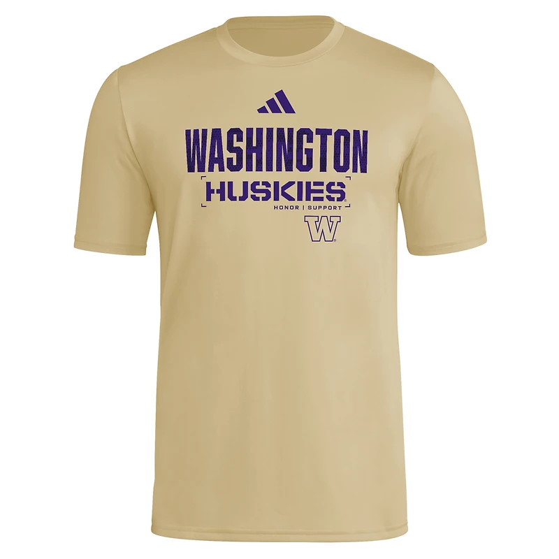 T-shirt adidas Natural Washington Huskies 2025 Military Appreciation AEROREADY pour homme