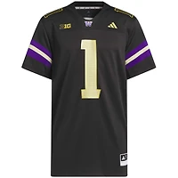 Men's adidas #1 Black Washington Huskies Premier Strategy Jersey