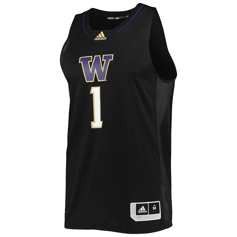 Maillot de basket-ball Swingman #1 Washington Huskies adidas noir pour homme