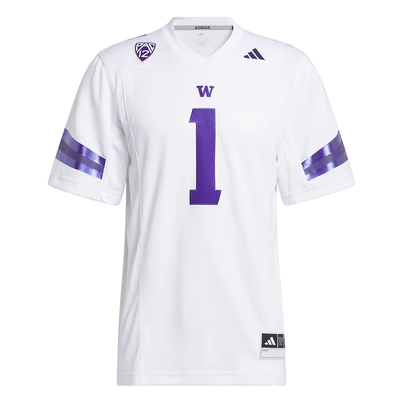 Men's adidas #1 White Washington Huskies Premier Football Jersey