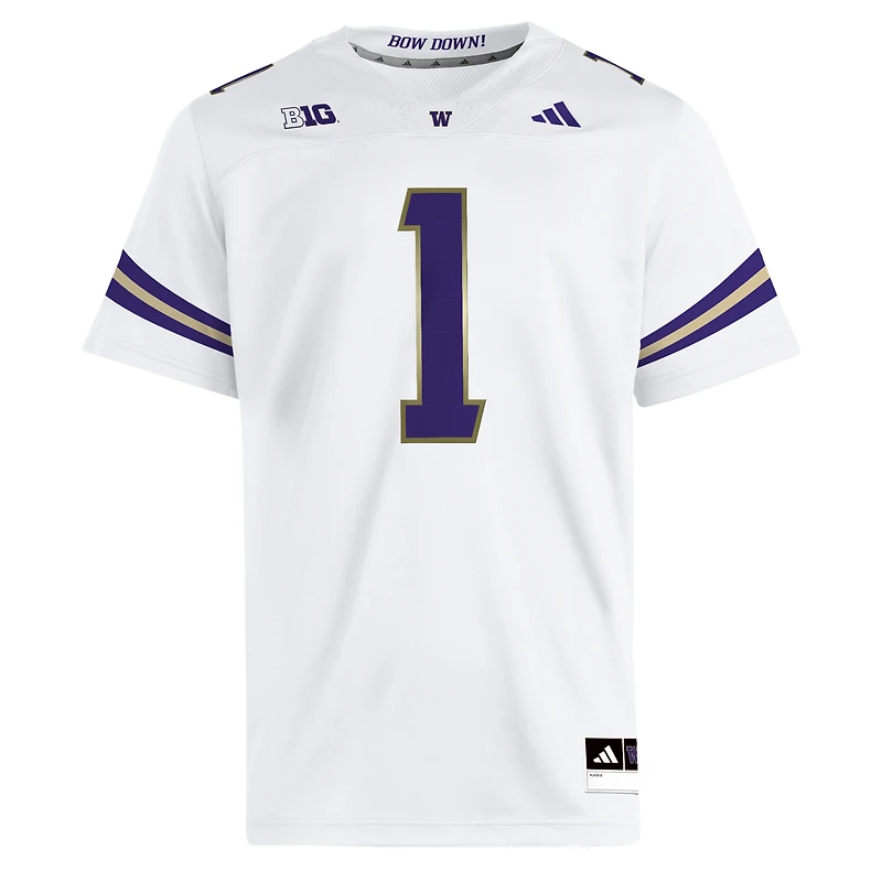 Men's adidas #1 White Washington Huskies Premier Jersey