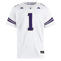 Men's adidas #1 White Washington Huskies Premier Jersey