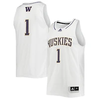 Men's adidas #1 White Washington Huskies Swingman Basketball Jersey