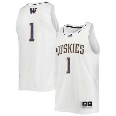 Men's adidas #1 White Washington Huskies Swingman Basketball Jersey