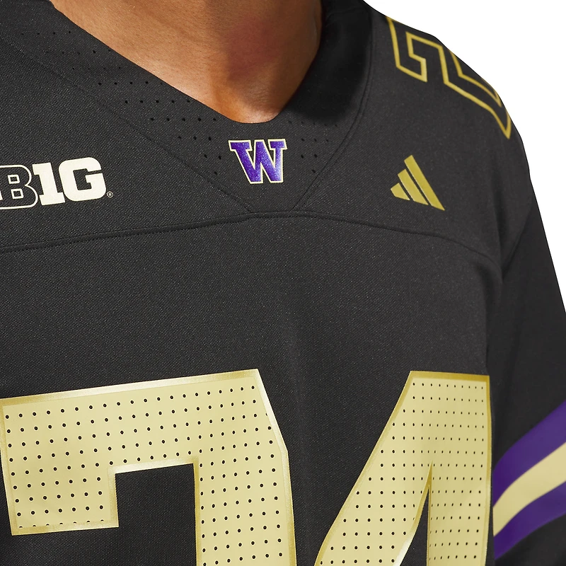 Maillot de stratégie alternatif Premier noir adidas #24 Washington Huskies pour homme