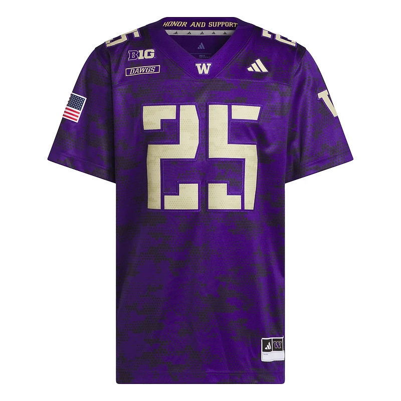 Maillot adidas violet n° 25 Washington Huskies Honor & Support Premier Strategy pour homme