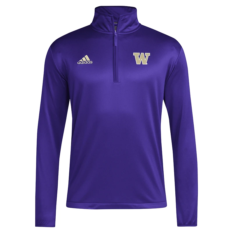 Haut adidas violet à glissière quart de tour pour homme Washington Huskies 2024 Coaches Sideline