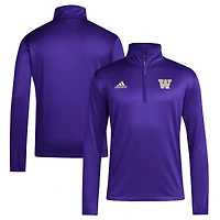 Haut adidas violet à glissière quart de tour pour homme Washington Huskies 2024 Coaches Sideline