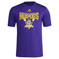 T-shirt d'avant-match trilatéral violet adidas pour hommes des Washington Huskies 2024 Locker