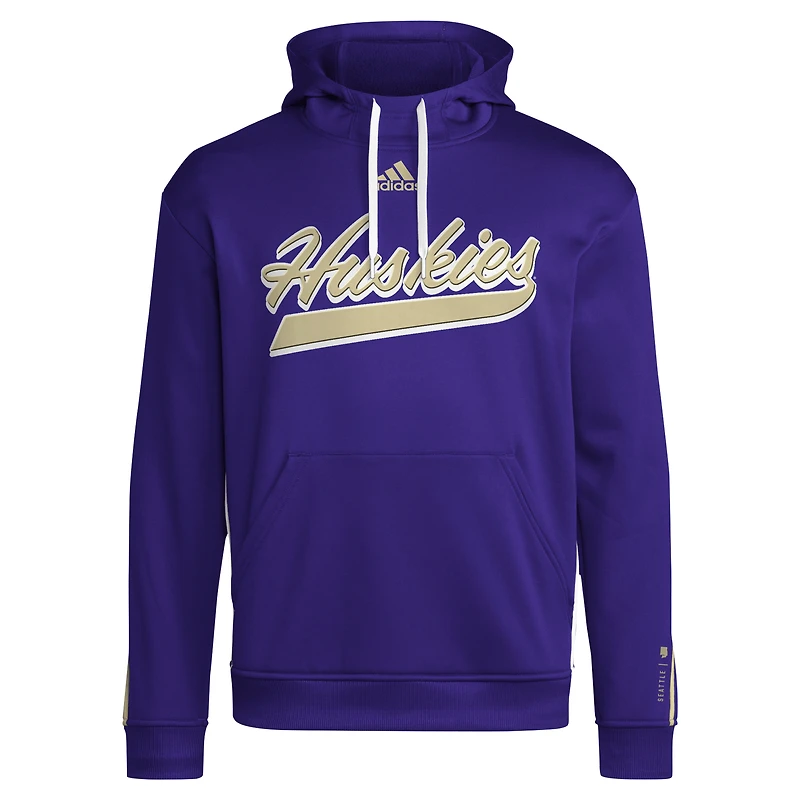 Men's adidas Purple Washington Huskies 2024 Sideline Travel Pullover Hoodie