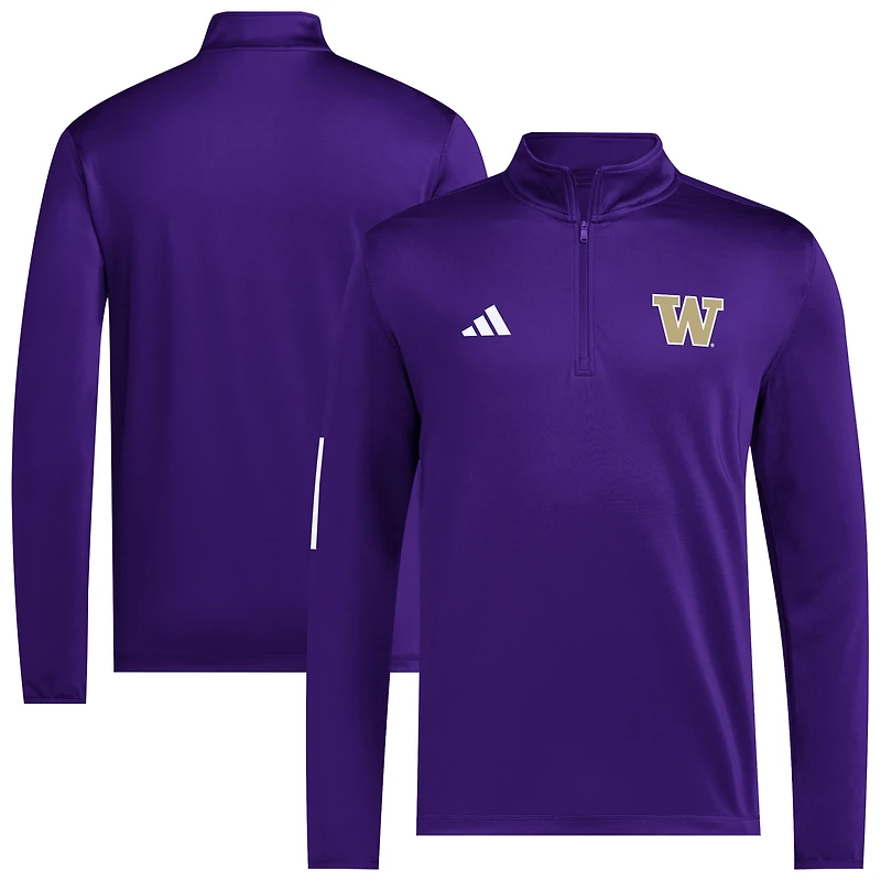 Veste de golf adidas violette Washington Huskies à demi-zip pour homme