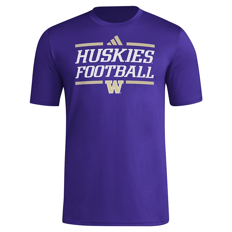 T-shirt adidas violet Washington Huskies Locker Football Pre-Game AEROREADY pour homme