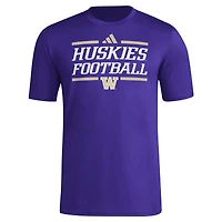 T-shirt adidas violet Washington Huskies Locker Football Pre-Game AEROREADY pour homme