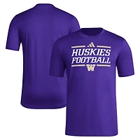 T-shirt adidas violet Washington Huskies Locker Football Pre-Game AEROREADY pour homme