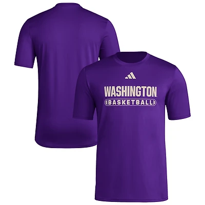 T-shirt de basket-ball adidas violet Washington Huskies Locker On-Court Pre-Game pour homme